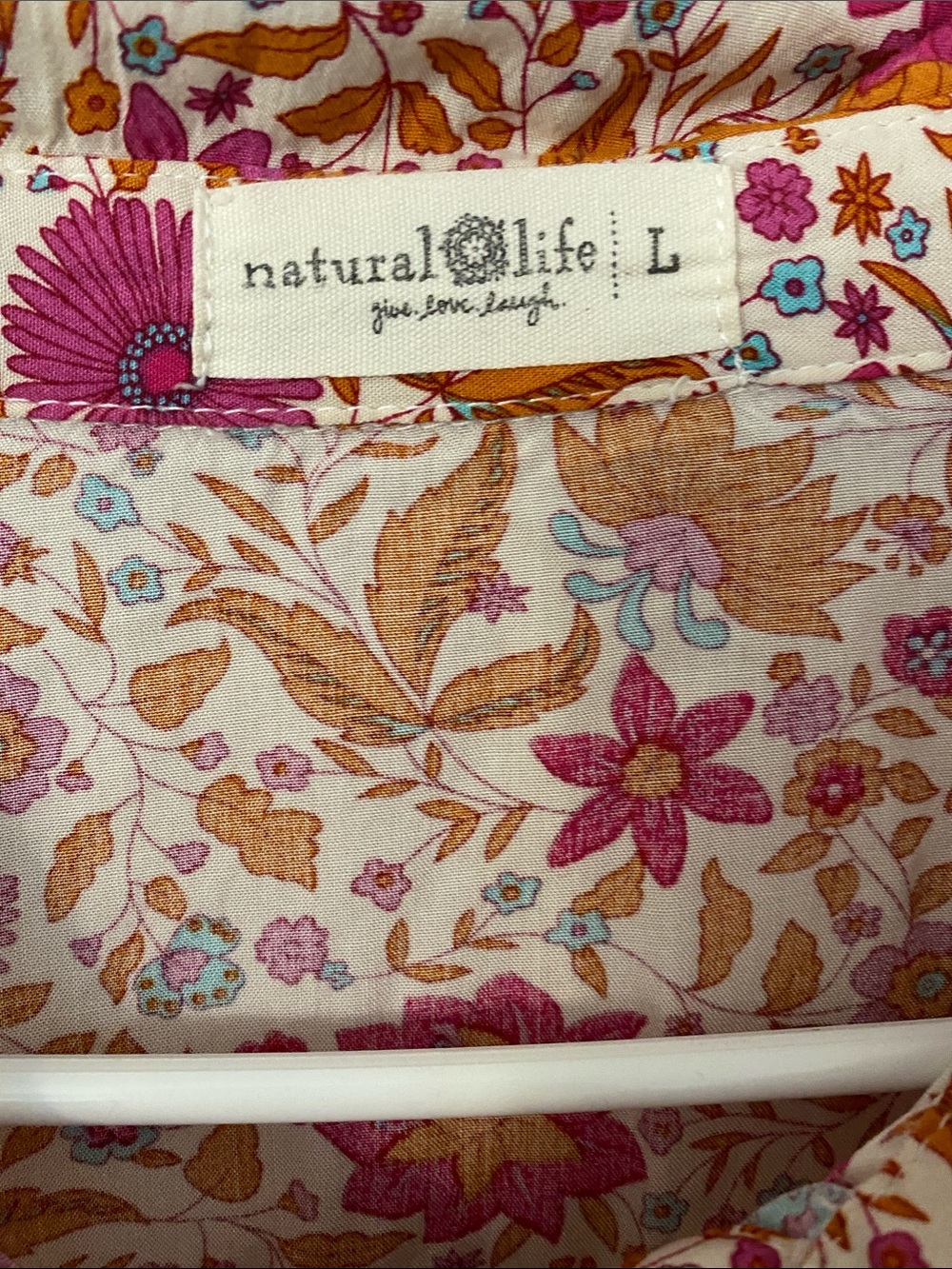 NATURAL LIFE Pink & Orange Floral Paisley Print Button-Front Midi Dress - Picture 2 of 7